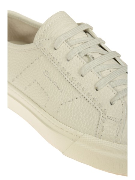 Sneaker Santoni in Pelle Bottalata Bianco